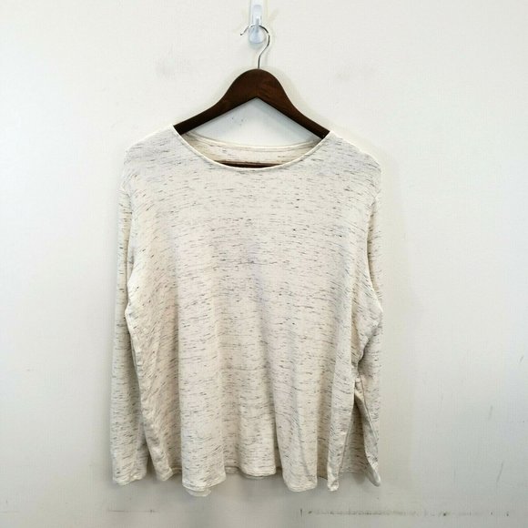 J. Jill Tops Pure Jill Womens Heathered White Shirttail Tee Size L Boat Neck Long Sleeve